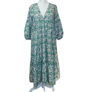 4/$30 Sunday Up Shades of green floral boho dress small